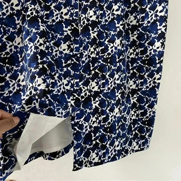 J. Crew Factory Size 20 Blue Ivory Floral Printed Basketweave Pencil Sk… - Picture 5 of 6